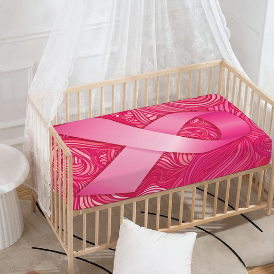 Breast Cancer Awareness Ribbon Print Baby Crib Sheet