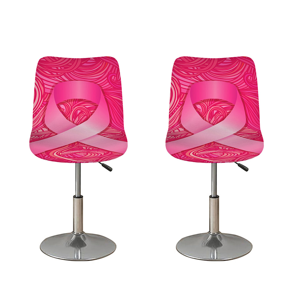 Breast Cancer Awareness Ribbon Print Bar Stool Covers