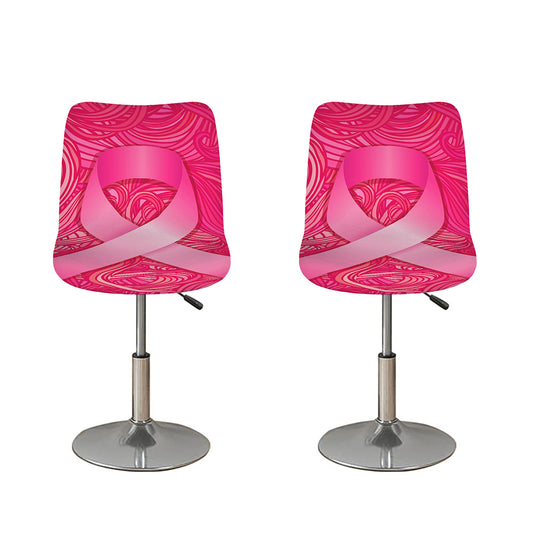 Breast Cancer Awareness Ribbon Print Bar Stool Covers