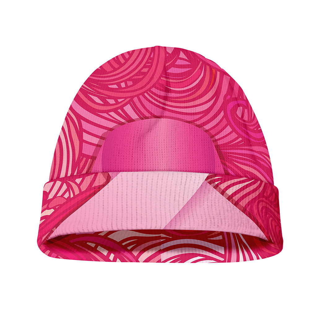 Breast Cancer Awareness Ribbon Print Beanie