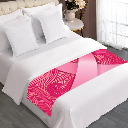 Breast Cancer Awareness Ribbon Print Bed Runner