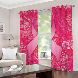 Breast Cancer Awareness Ribbon Print Blackout Grommet Curtains