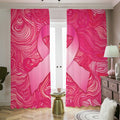 Breast Cancer Awareness Ribbon Print Dimout Pencil Pleat Curtains