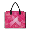 Breast Cancer Awareness Ribbon Print Canvas Tote Bag