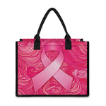 Breast Cancer Awareness Ribbon Print Canvas Tote Bag
