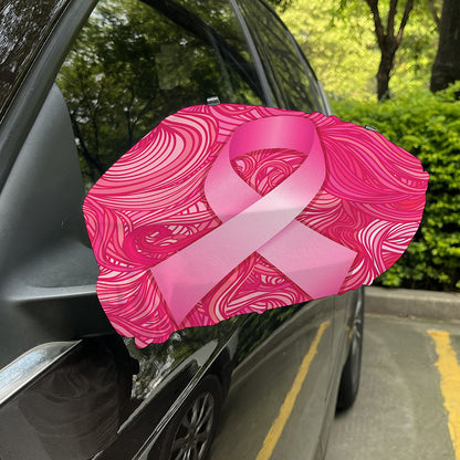 Breast Cancer Awareness Ribbon Print Car Side Mirror Covers