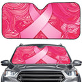 Breast Cancer Awareness Ribbon Print Car Windshield Sun Shade