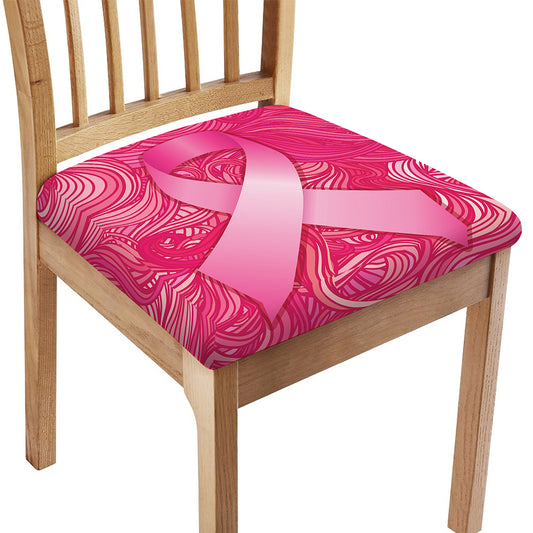 Breast Cancer Awareness Ribbon Print Chair Cushion Cover