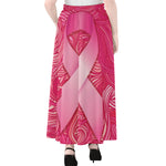 Breast Cancer Awareness Ribbon Print Chiffon Maxi Skirt