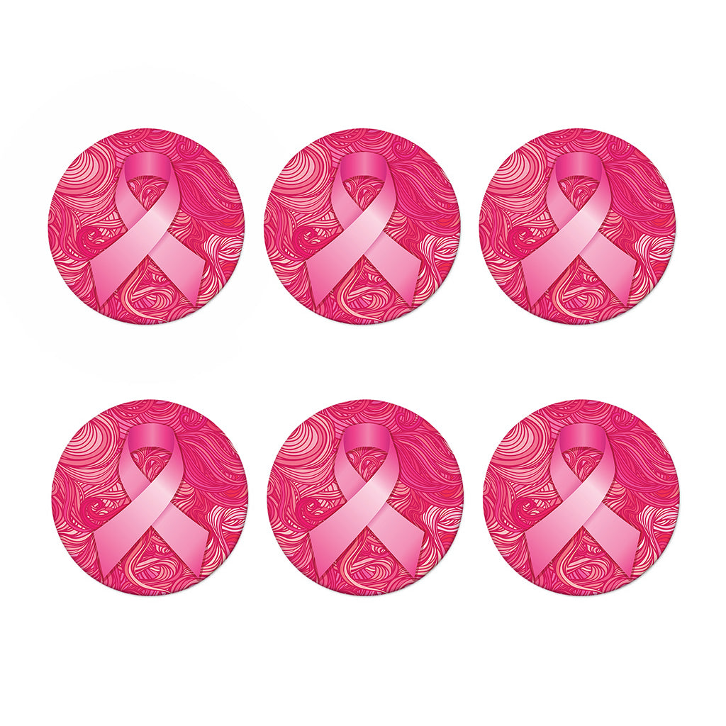Breast Cancer Awareness Ribbon Print Coaster Set