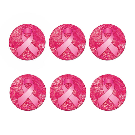 Breast Cancer Awareness Ribbon Print Coaster Set