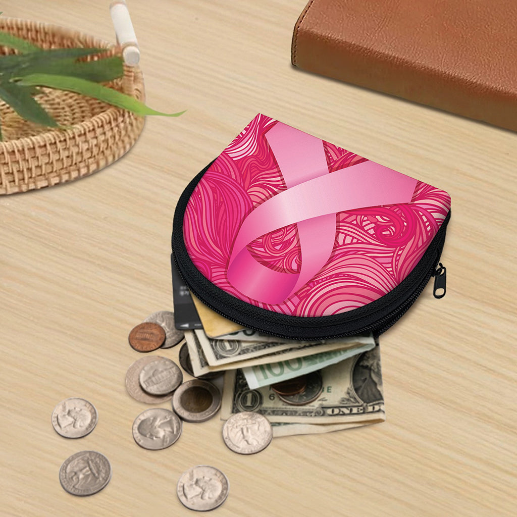 Breast Cancer Awareness Ribbon Print Coin Purse