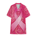 Breast Cancer Awareness Ribbon Print Cotton Hawaiian Shirt