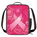 Breast Cancer Awareness Ribbon Print Crossbody Lunch Bag