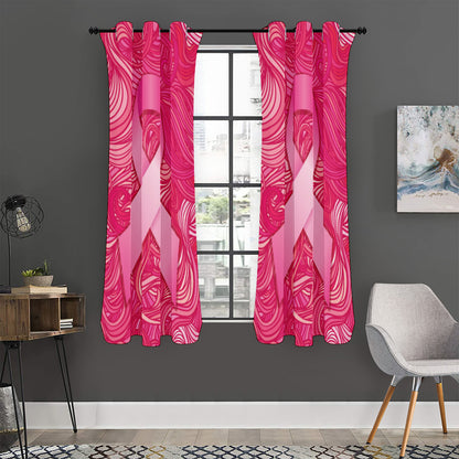 Breast Cancer Awareness Ribbon Print Curtain