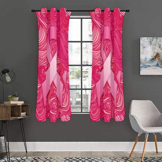 Breast Cancer Awareness Ribbon Print Curtain