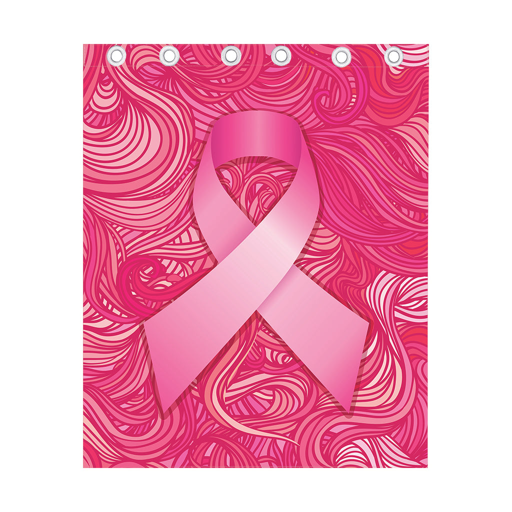 Breast Cancer Awareness Ribbon Print Curtain
