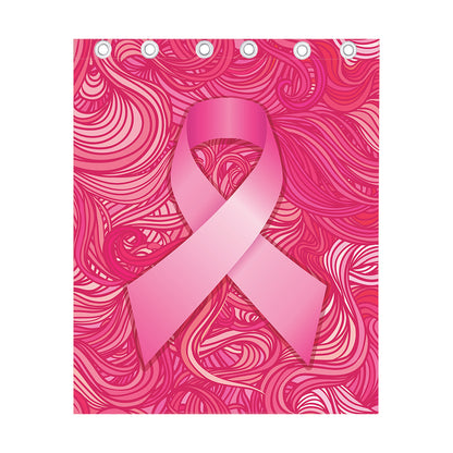 Breast Cancer Awareness Ribbon Print Curtain