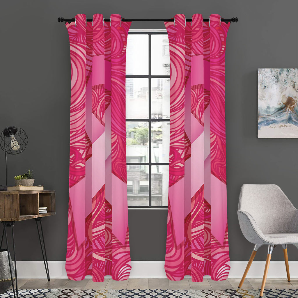 Breast Cancer Awareness Ribbon Print Curtain
