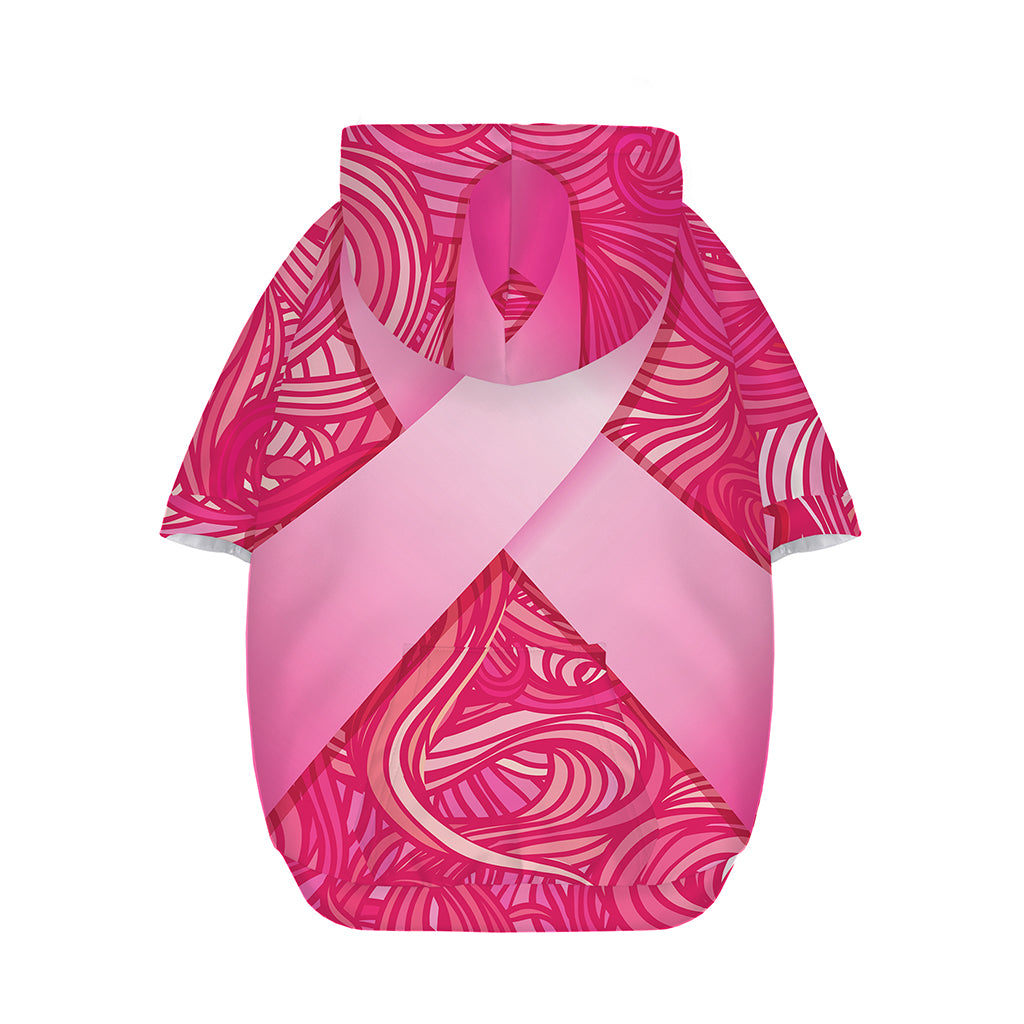 Breast Cancer Awareness Ribbon Print Dog Zip Up Hoodie