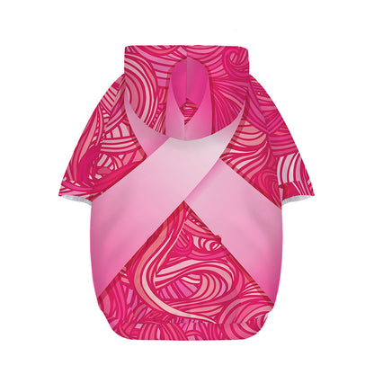 Breast Cancer Awareness Ribbon Print Dog Zip Up Hoodie