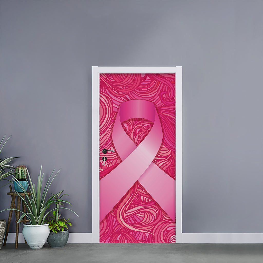 Breast Cancer Awareness Ribbon Print Door Sticker
