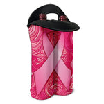 Breast Cancer Awareness Ribbon Print Double Neoprene Wine Tote