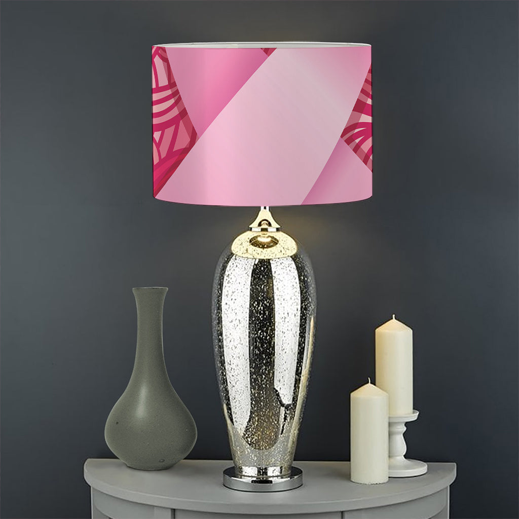 Breast Cancer Awareness Ribbon Print Drum Lamp Shade
