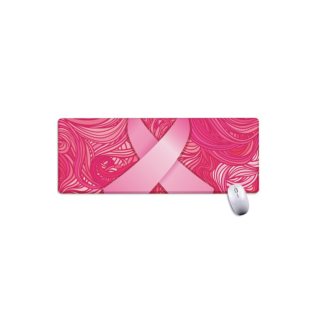 Breast Cancer Awareness Ribbon Print Extended Mouse Pad