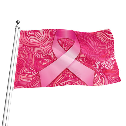 Breast Cancer Awareness Ribbon Print Flag