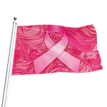 Breast Cancer Awareness Ribbon Print Flag