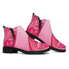 Breast Cancer Awareness Ribbon Print Flat Ankle Boots