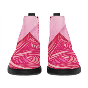 Breast Cancer Awareness Ribbon Print Flat Ankle Boots