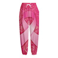 Breast Cancer Awareness Ribbon Print Fleece Lined Knit Pants