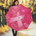 Breast Cancer Awareness Ribbon Print Foldable Umbrella