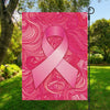 Breast Cancer Awareness Ribbon Print Garden Flag