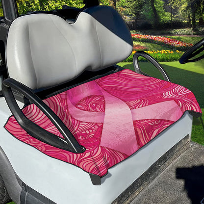 Breast Cancer Awareness Ribbon Print Golf Cart Seat Cover