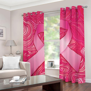 Breast Cancer Awareness Ribbon Print Grommet Curtains