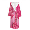 Breast Cancer Awareness Ribbon Print Hooded Bathrobe