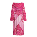 Breast Cancer Awareness Ribbon Print Hooded Bathrobe