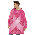 Breast Cancer Awareness Ribbon Print Hoodie Blanket