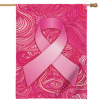 Breast Cancer Awareness Ribbon Print House Flag