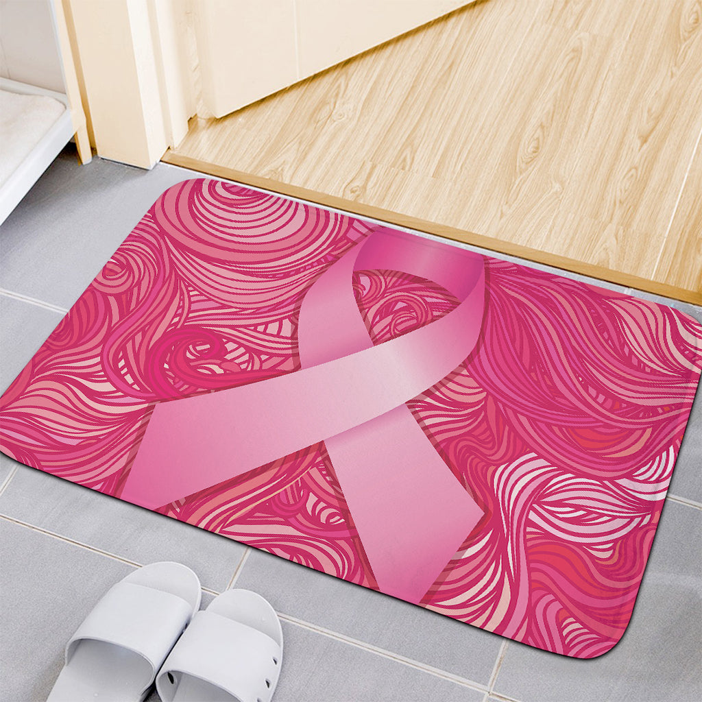 Breast Cancer Awareness Ribbon Print Indoor Door Mat