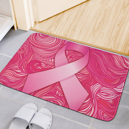 Breast Cancer Awareness Ribbon Print Indoor Door Mat