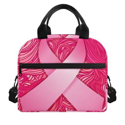 Breast Cancer Awareness Ribbon Print Insulated Lunch Bag