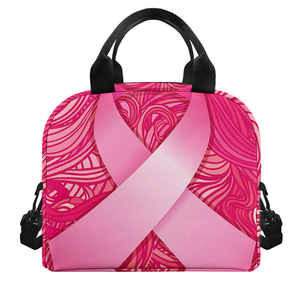 Breast Cancer Awareness Ribbon Print Insulated Lunch Bag