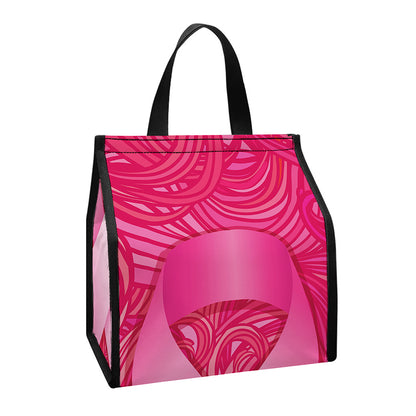 Breast Cancer Awareness Ribbon Print Insulated Lunch Tote