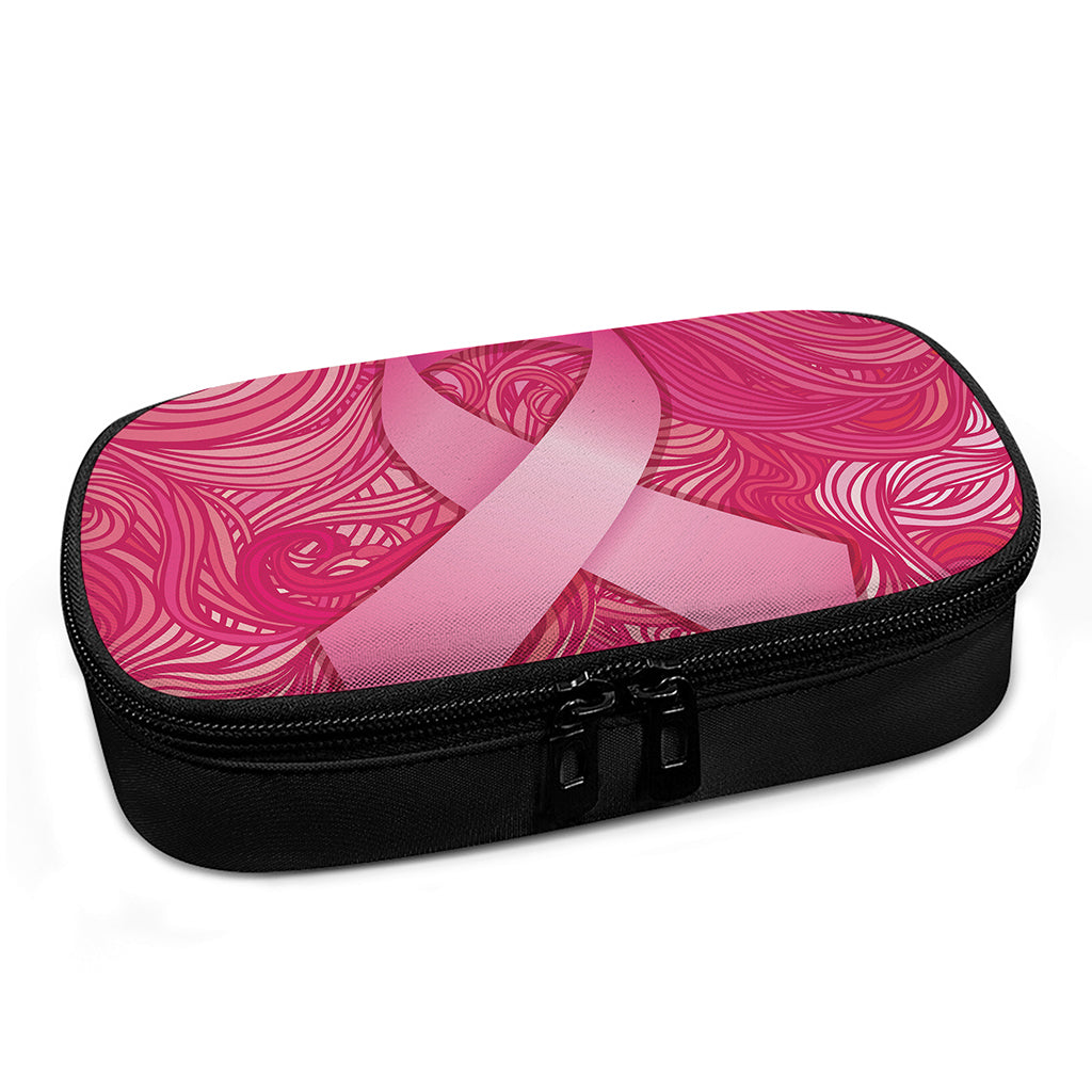 Breast Cancer Awareness Ribbon Print Insulin Cooler Travel Case