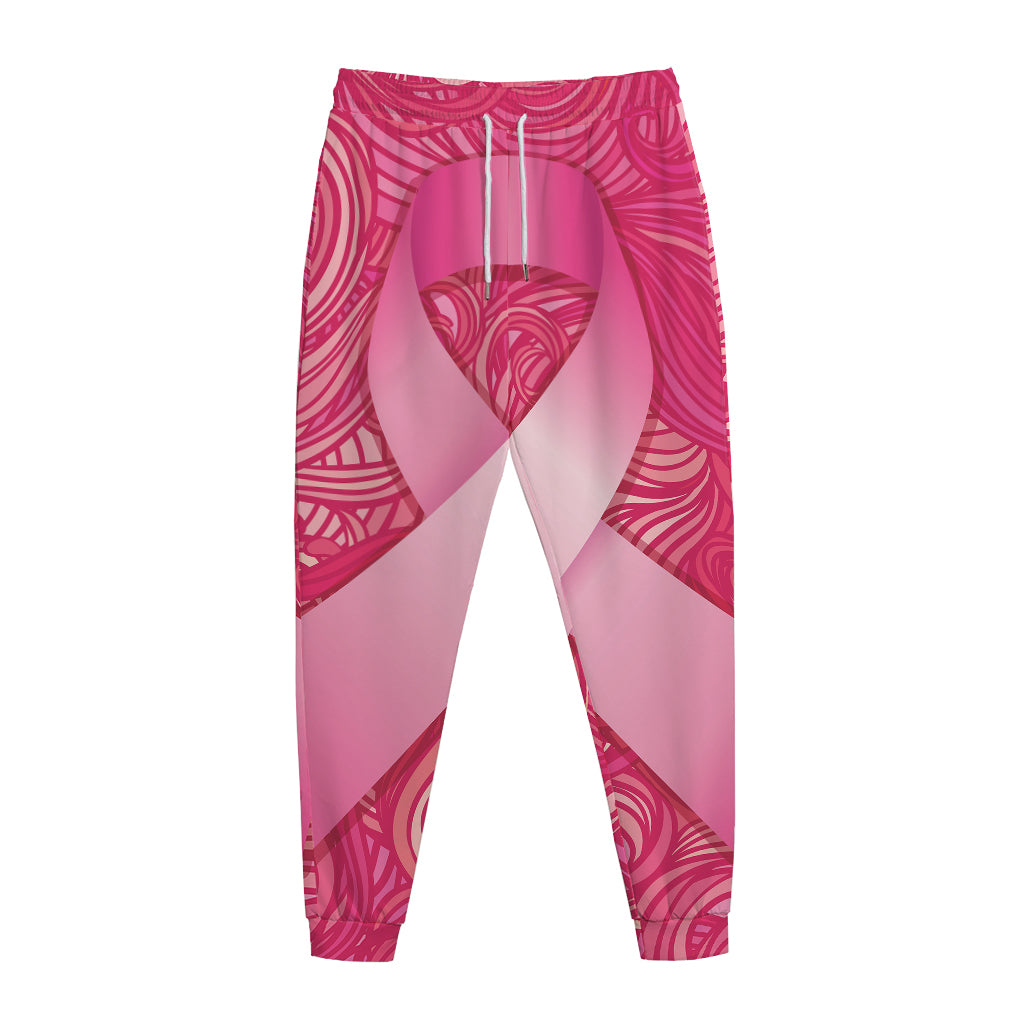 Breast Cancer Awareness Ribbon Print Jogger Pants