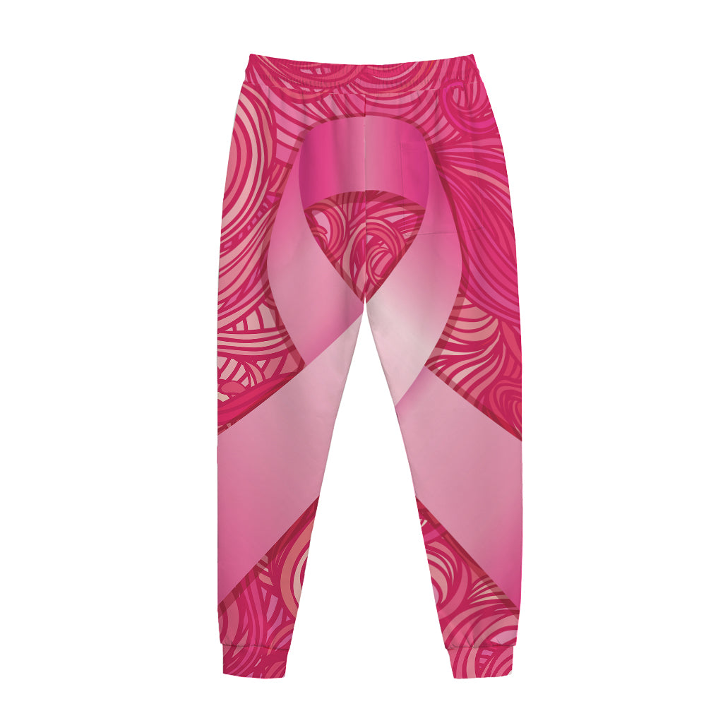 Breast Cancer Awareness Ribbon Print Jogger Pants